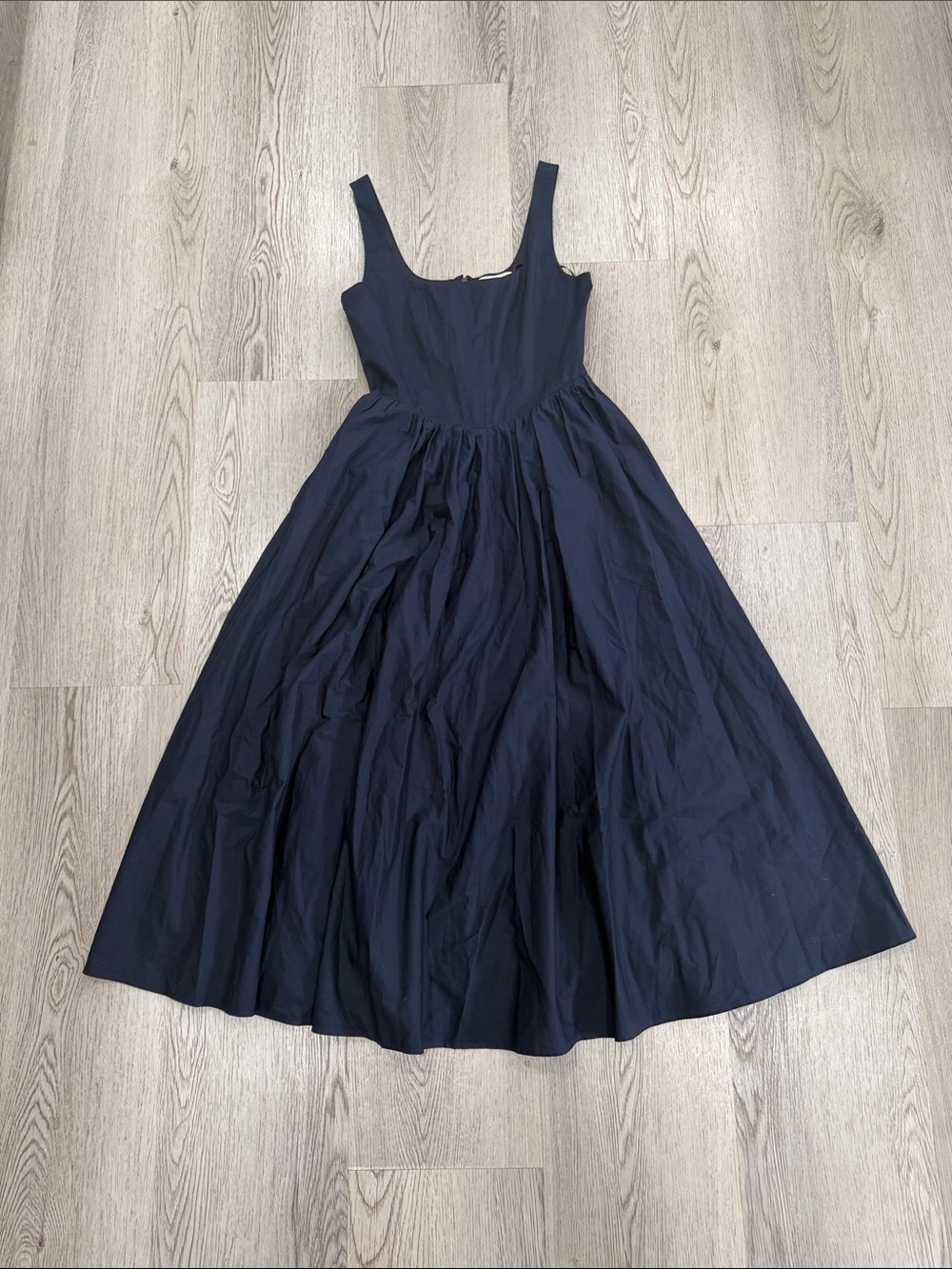 Wayf Navy Sleeveless Midi Fit-and-Flare Dress